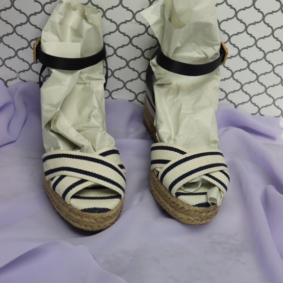 Tori Burch Navy and white Espadrilles wedges - Picture 3 of 7
